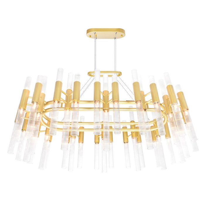 CWI Lighting Orgue 72-Lt 39" Down Chandelier, Satin Gold/Clear