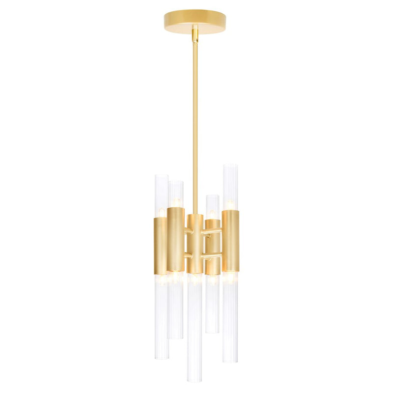 CWI Lighting Orgue 9 Light Down Mini Pendant, Satin Gold/Clear