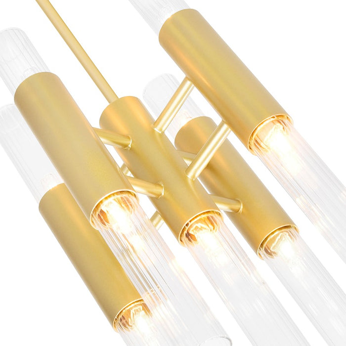CWI Lighting Orgue 9 Light Down Mini Pendant, Satin Gold/Clear