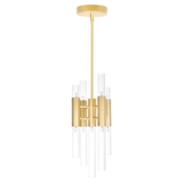 CWI Lighting Orgue 9 Light Down Mini Pendant, Satin Gold/Clear