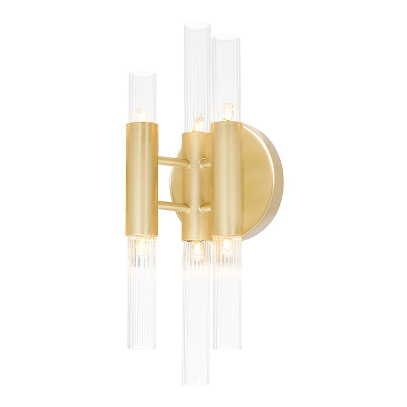 CWI Lighting Orgue 6 Light Wall Sconce, Satin Gold/Clear