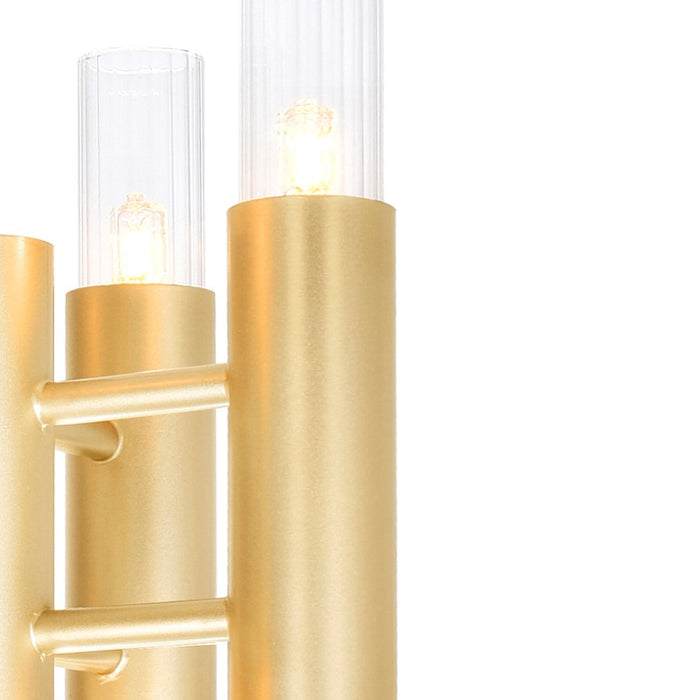 CWI Lighting Orgue 6 Light Wall Sconce, Satin Gold/Clear