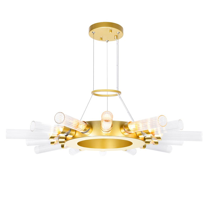 CWI Lighting Collar 14 Light Chandelier, Satin Gold/Clear