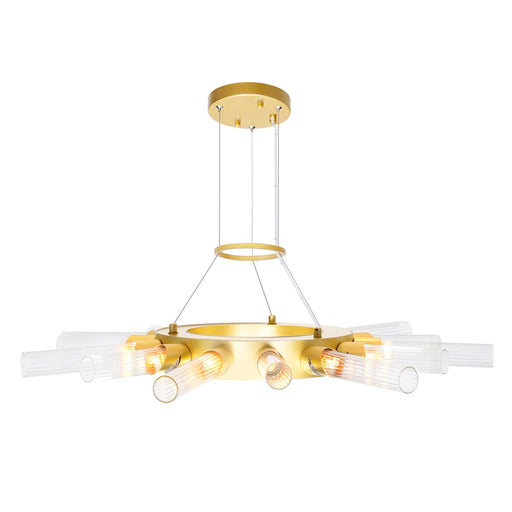 CWI Lighting Collar 14 Light Chandelier, Satin Gold/Clear