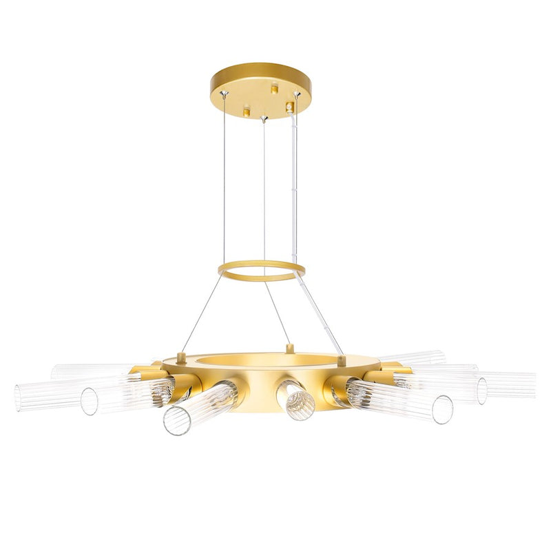 CWI Lighting Collar 14 Light Chandelier, Satin Gold/Clear