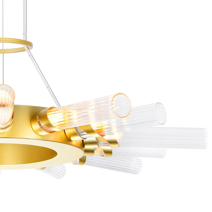 CWI Lighting Collar 21 Light Chandelier, Satin Gold/Clear