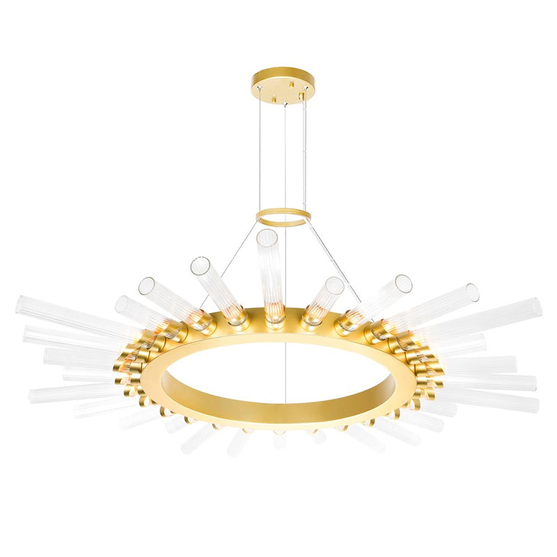 CWI Lighting Collar 28 Light Chandelier, Satin Gold/Clear