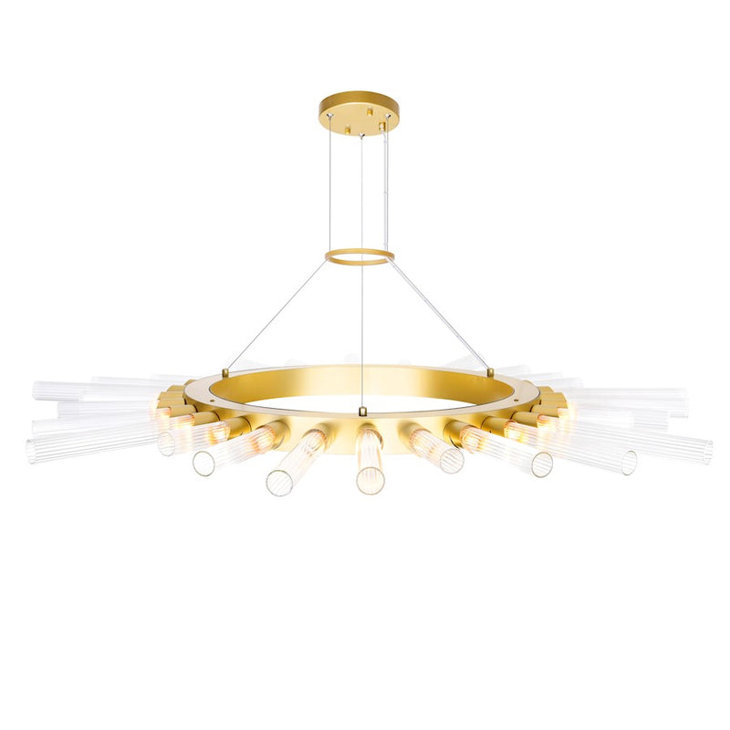CWI Lighting Collar 28 Light Chandelier, Satin Gold/Clear