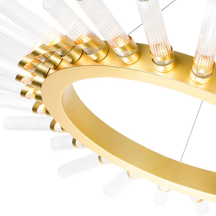 CWI Lighting Collar 28 Light Chandelier, Satin Gold/Clear