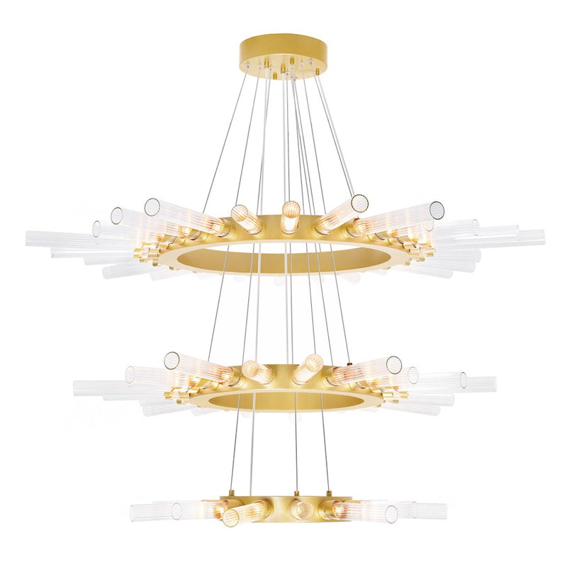 CWI Lighting Collar 63 Light Chandelier, Satin Gold/Clear