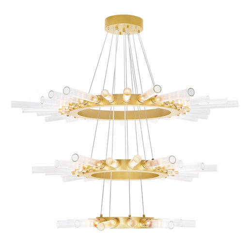 CWI Lighting Collar 63 Light Chandelier, Satin Gold/Clear - 1121P48-63-602