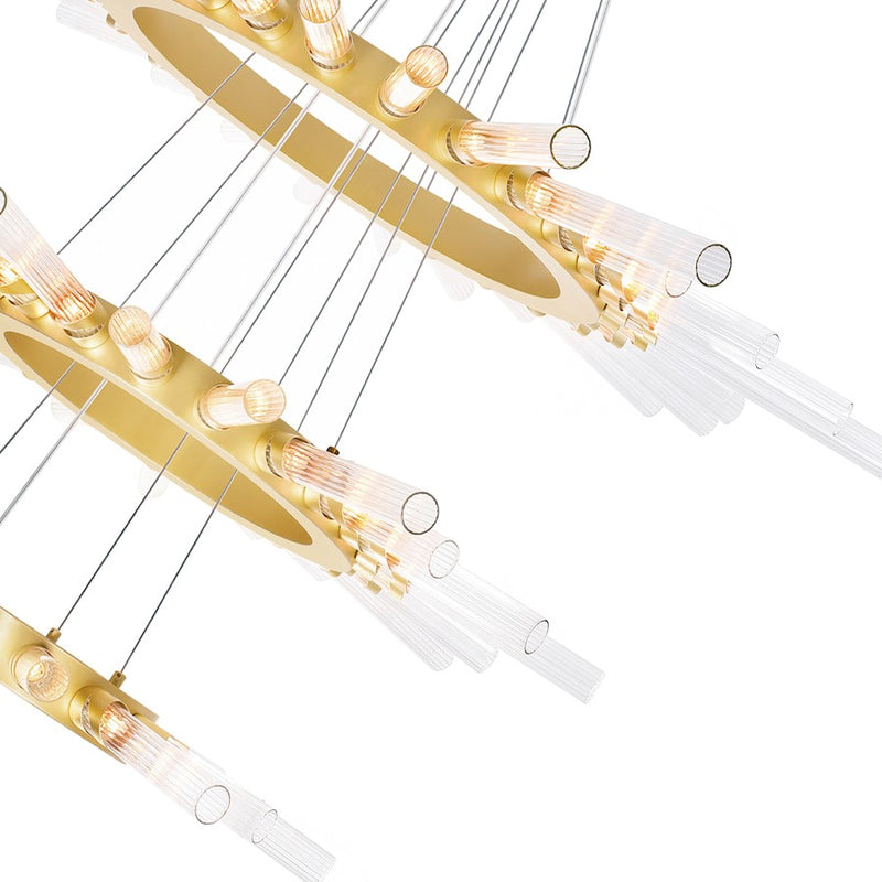 CWI Lighting Collar 63 Light Chandelier, Satin Gold/Clear