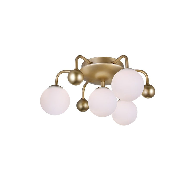 CWI Element 4 Light Flush Mount, Sun Gold/Frosted