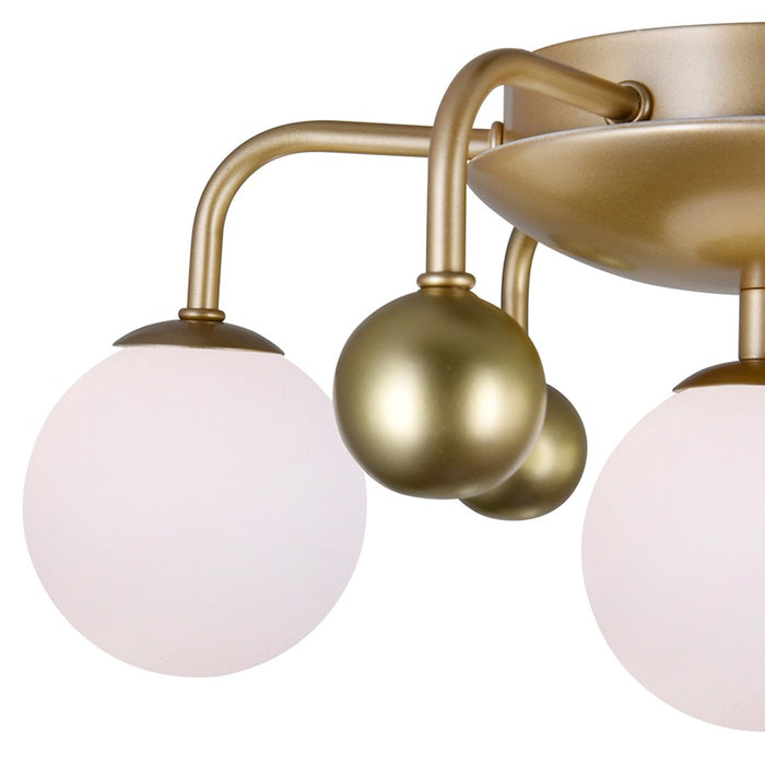 CWI Element 4 Light Flush Mount, Sun Gold/Frosted