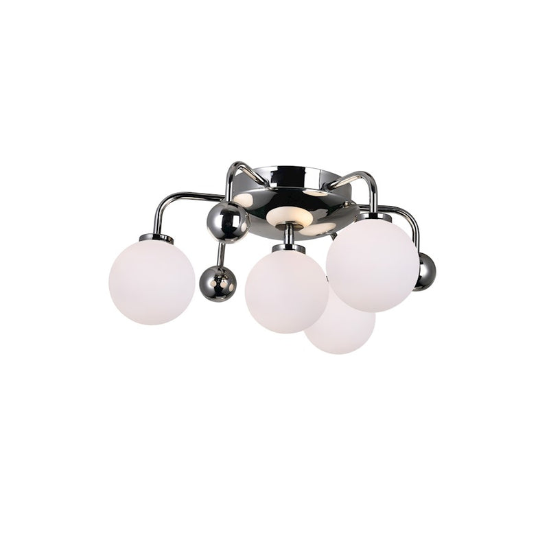 CWI Element 4 Light Flush Mount, Polished Nickel/Frosted