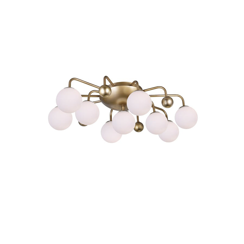 CWI Element 9 Light Flush Mount, Sun Gold/Frosted