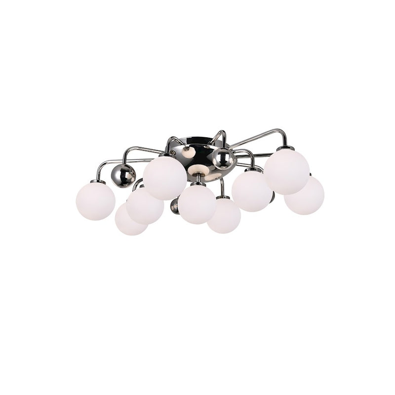 CWI Element 9 Light Flush Mount, Polished Nickel/Frosted
