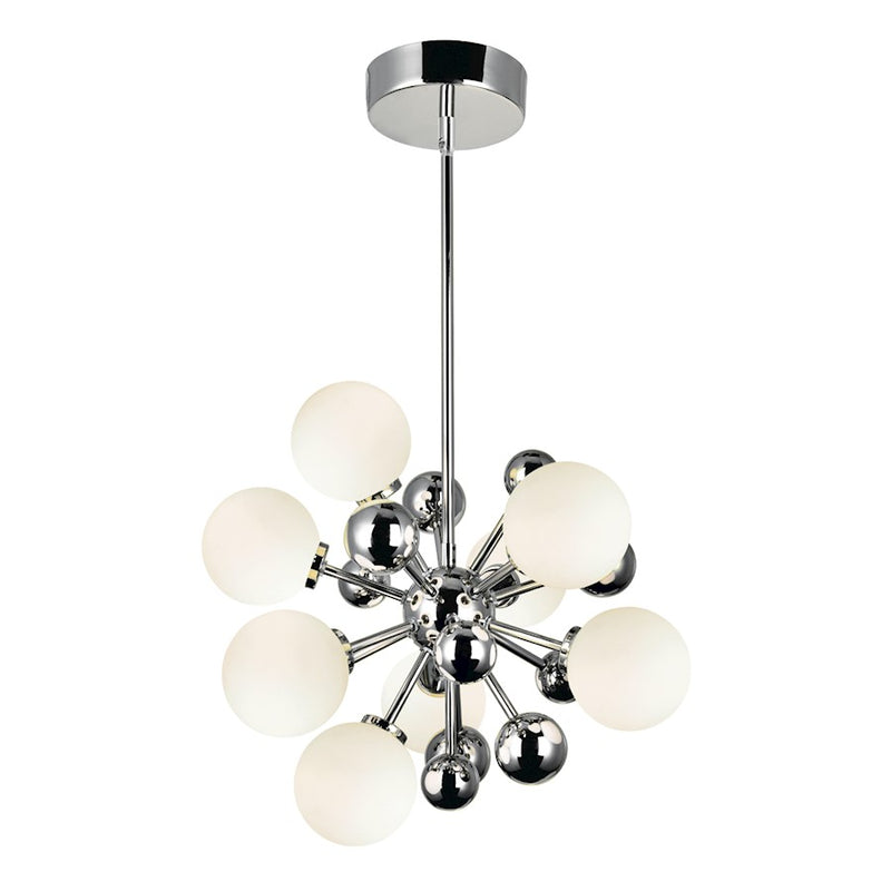 CWI Element 8 Light Chandelier, Polished Nickel/Frosted