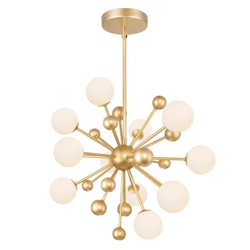 CWI Element 11 Light Chandelier, Sun Gold/Frosted
