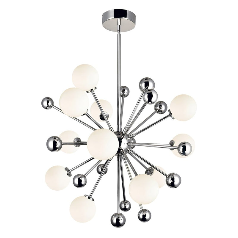 CWI Element 11 Light Chandelier, Polished Nickel/Frosted
