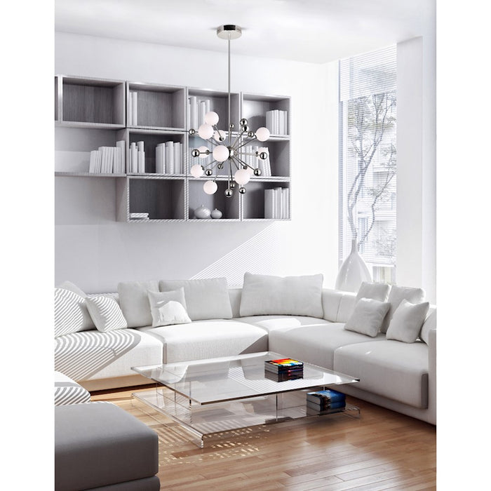 CWI Element 11 Light Chandelier, Polished Nickel/Frosted