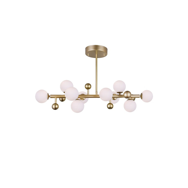 CWI Element 10 Light Chandelier, Sun Gold/Frosted