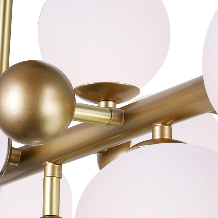 CWI Element 10 Light Chandelier, Sun Gold/Frosted