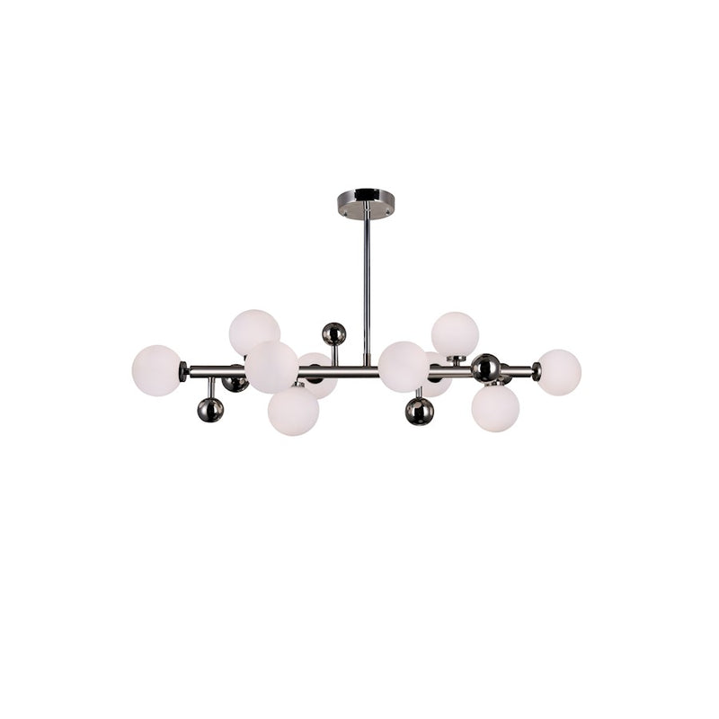 CWI Element 10 Light Chandelier, Polished Nickel/Frosted