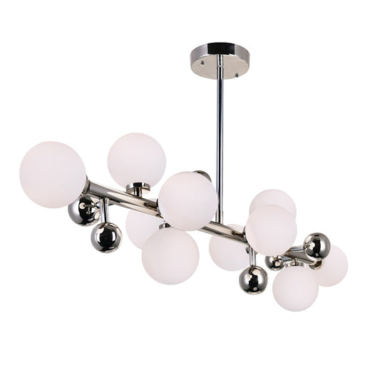 CWI Element 10 Light Chandelier, Polished Nickel/Frosted