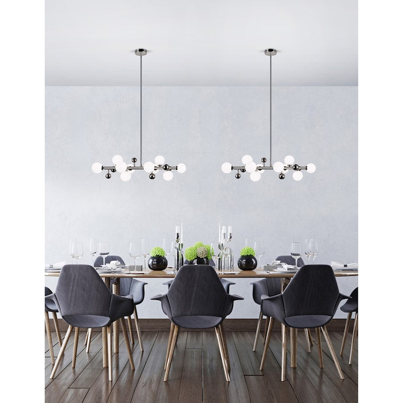 CWI Element 10 Light Chandelier, Polished Nickel/Frosted