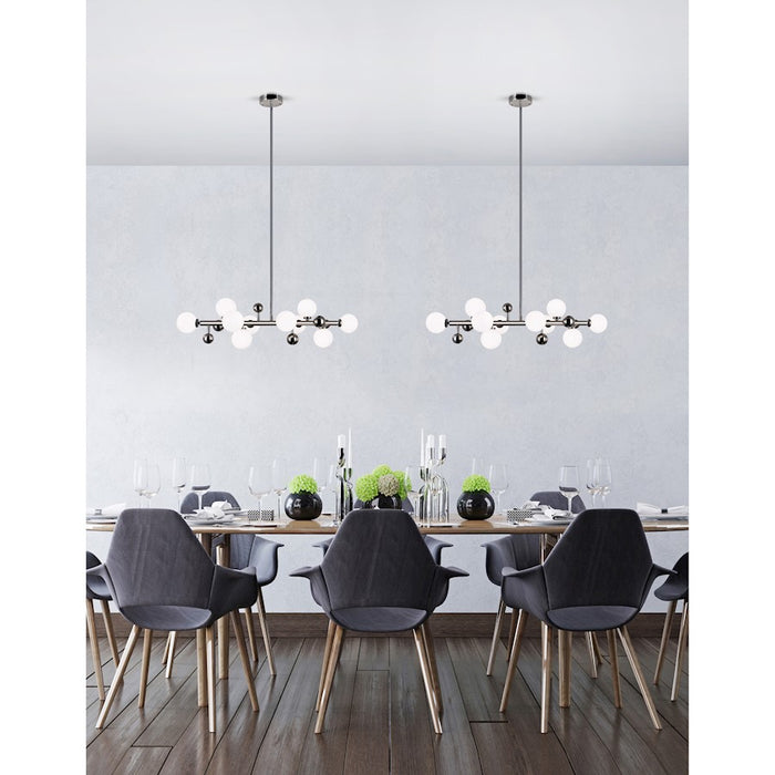 CWI Element 10 Light Chandelier, Polished Nickel/Frosted