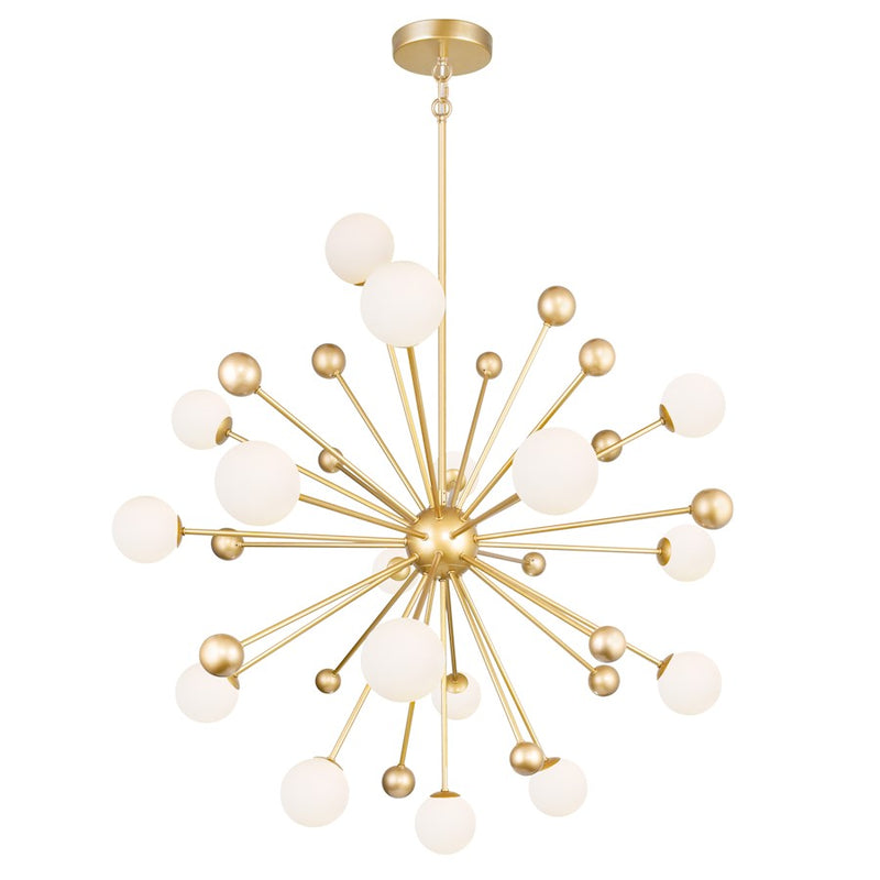 CWI Element 17 Light Chandelier, Sun Gold/Frosted