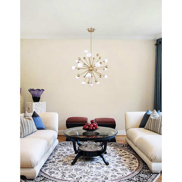 CWI Element 17 Light Chandelier, Sun Gold/Frosted
