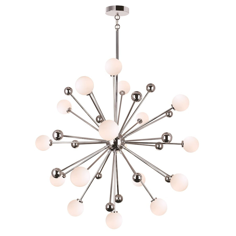 CWI Element 17 Light Chandelier, Polished Nickel/Frosted