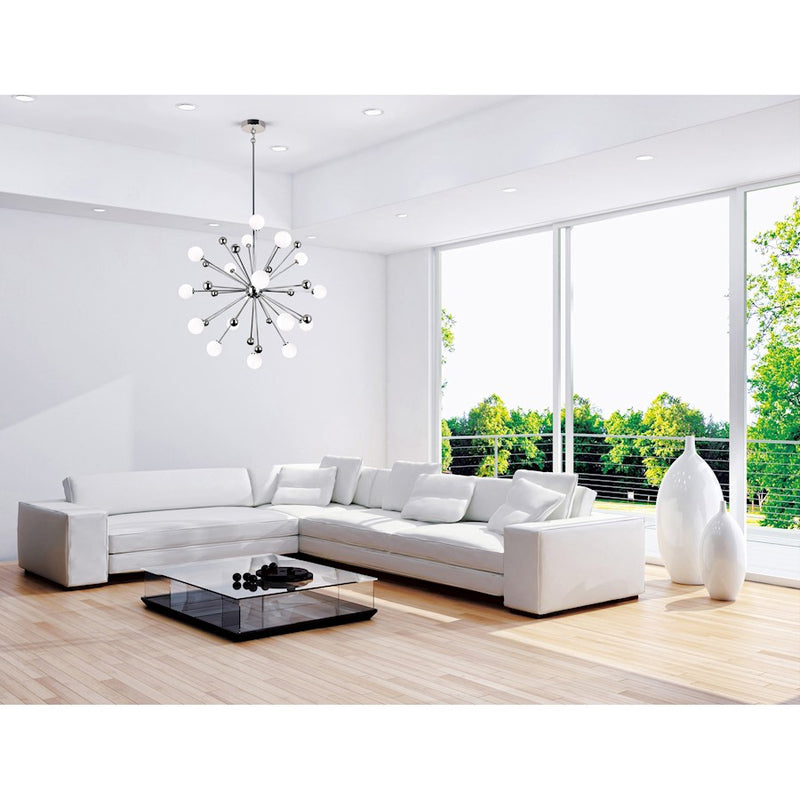 CWI Element 17 Light Chandelier, Polished Nickel/Frosted