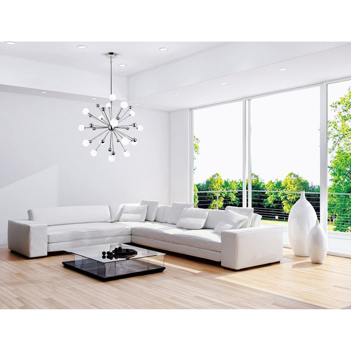 CWI Element 17 Light Chandelier, Polished Nickel/Frosted
