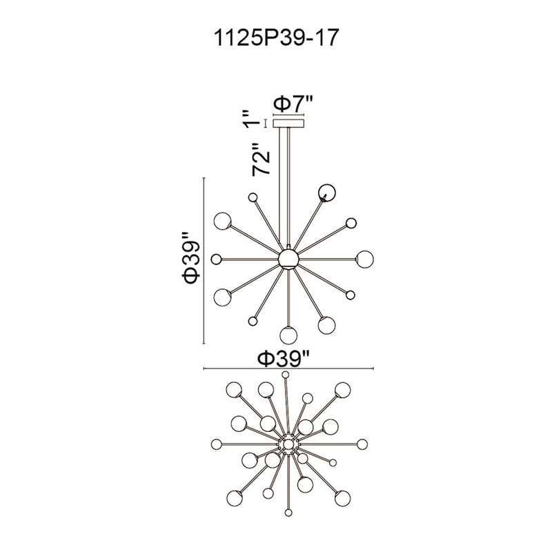 CWI Element 17 Light Chandelier, Polished Nickel/Frosted