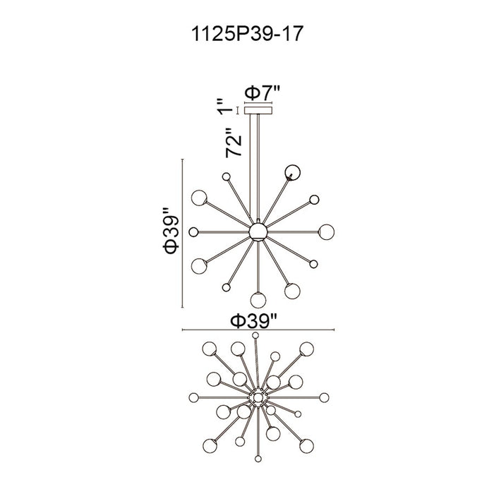 CWI Element 17 Light Chandelier, Polished Nickel/Frosted
