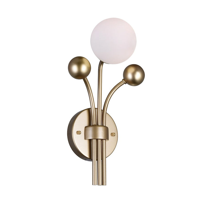CWI Lighting Element 1 Light Wall Light, Sun Gold/Frosted
