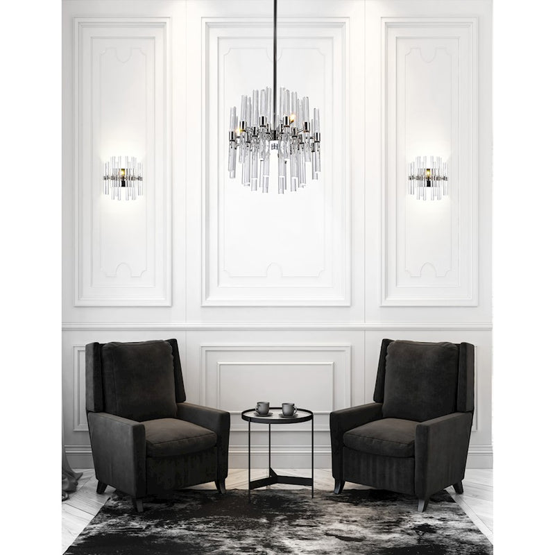 CWI Miroir 6 Light Mini Chandelier, Polished Nickel/Clear