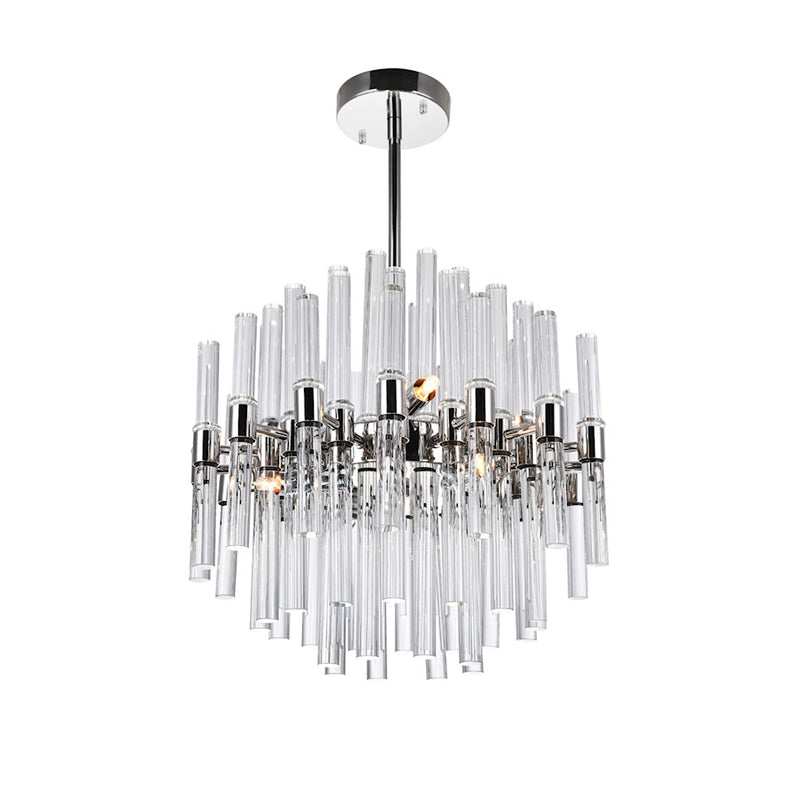 CWI Miroir 8 Light Chandelier, Polished Nickel/Clear