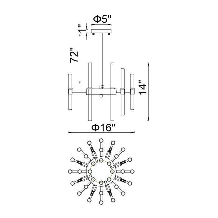 CWI Miroir 8 Light Chandelier, Polished Nickel/Clear