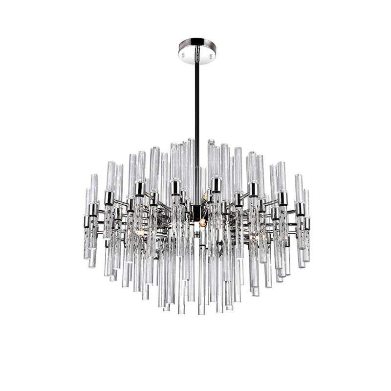 CWI Miroir 10 Light Chandelier, Polished Nickel/Clear