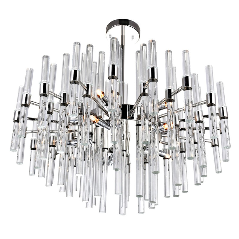 CWI Miroir 10 Light Chandelier, Polished Nickel/Clear