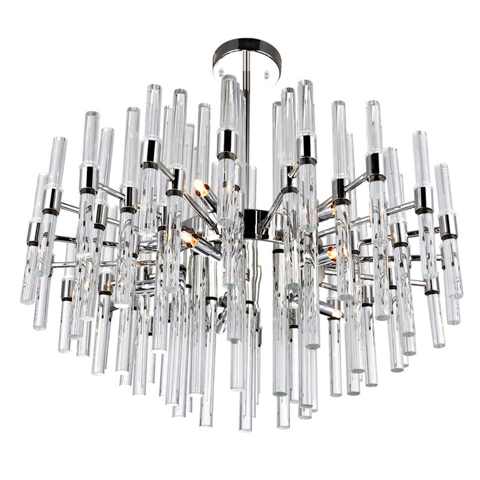 CWI Miroir 10 Light Chandelier, Polished Nickel/Clear