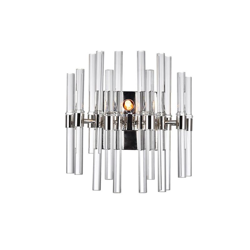 CWI Lighting Miroir 2 Light Wall Light, Polished Nickel/Clear