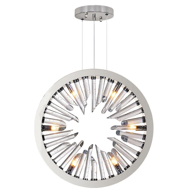CWI Lighting Spiked 6 Light Chandelier, Polished Nickel