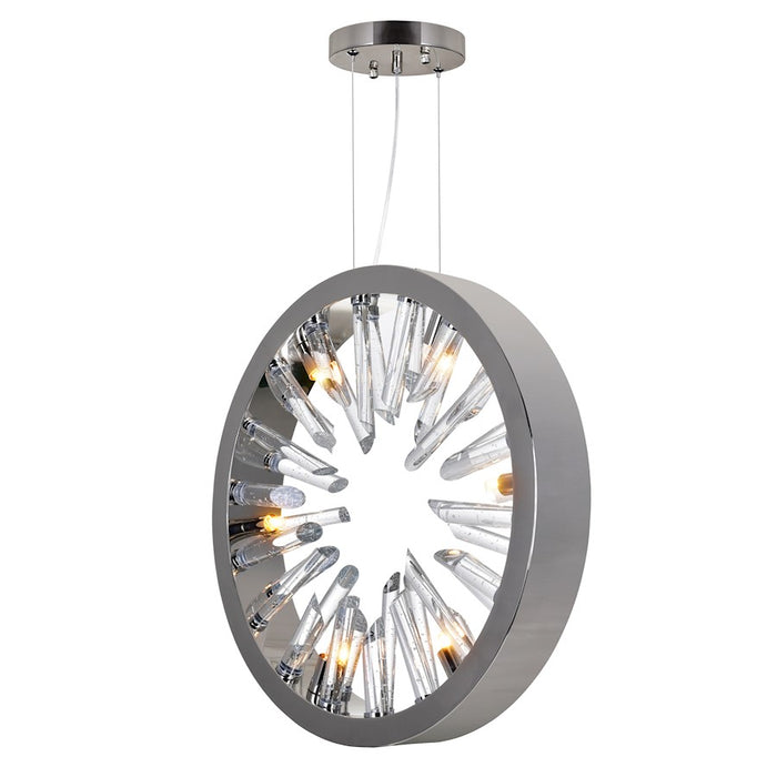 CWI Lighting Spiked 6 Light Chandelier, Polished Nickel