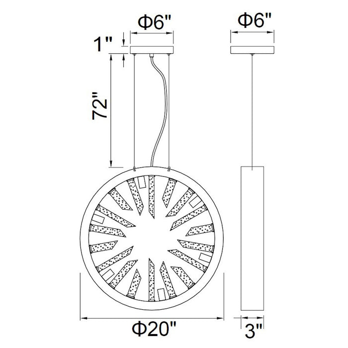CWI Lighting Spiked 6 Light Chandelier, Polished Nickel