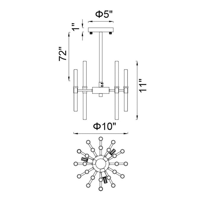 CWI Lighting Spiked 9 Light Chandelier, Polished Nickel